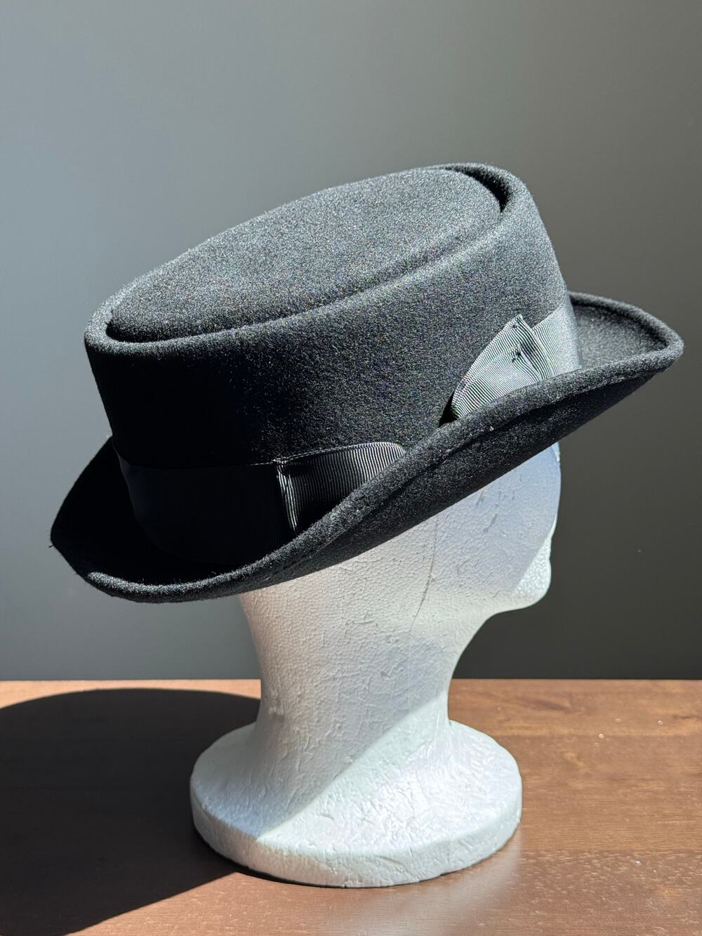 Bruno Capelo Black Wool Felt Pork Pie Fedora Hat Men’s Medium Jazz Gangster